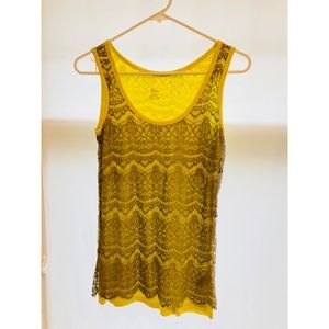Yellow lace tank top
